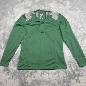 Team 365 Mens Green Grey Quarter Zip Performance Pullover TT21 Size Medium